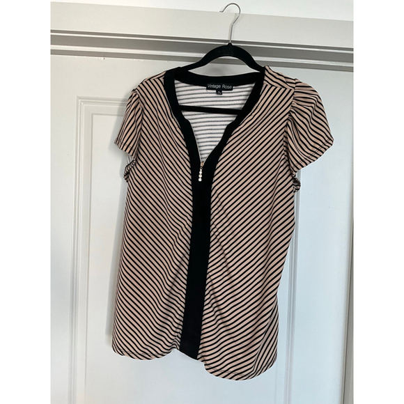 Vintage Rose Striped Women's Top Size XL - Picture 2 of 11